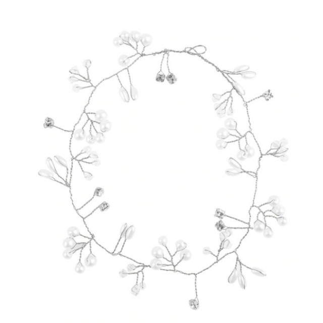 Poročni lasni dodatek s perlicami 25cm, 2 barvi