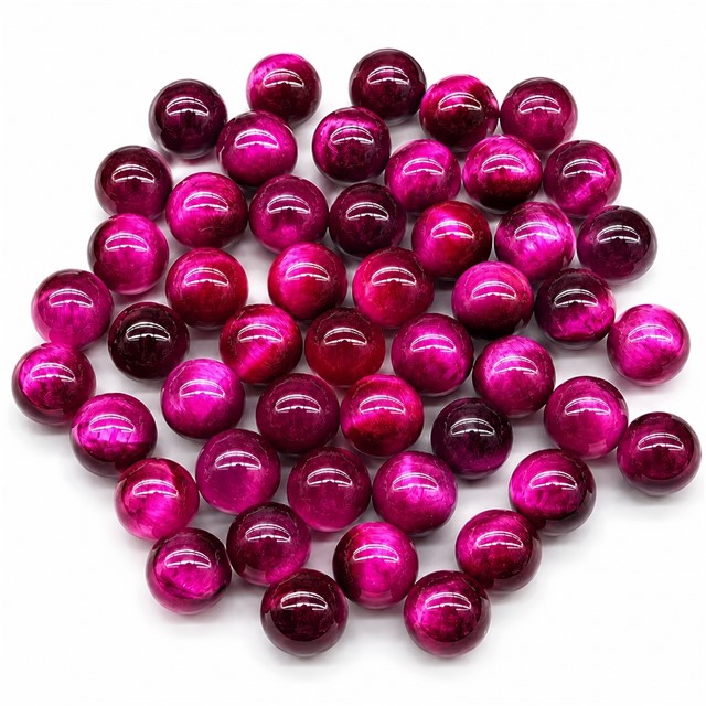 Steklene perle z videzom tigrovega očesa – pink – 40 kosov