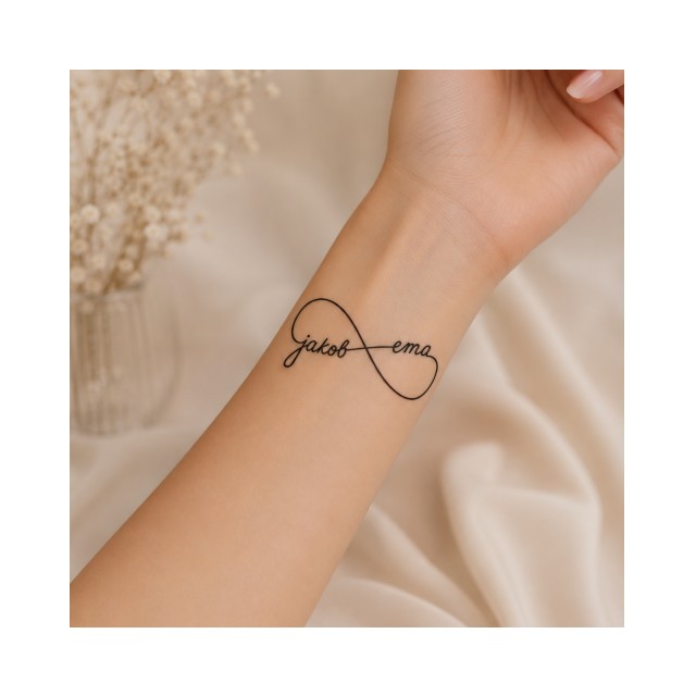Personalizirana tattoo nalepka z vajinim imenom in znakom neskončnosti