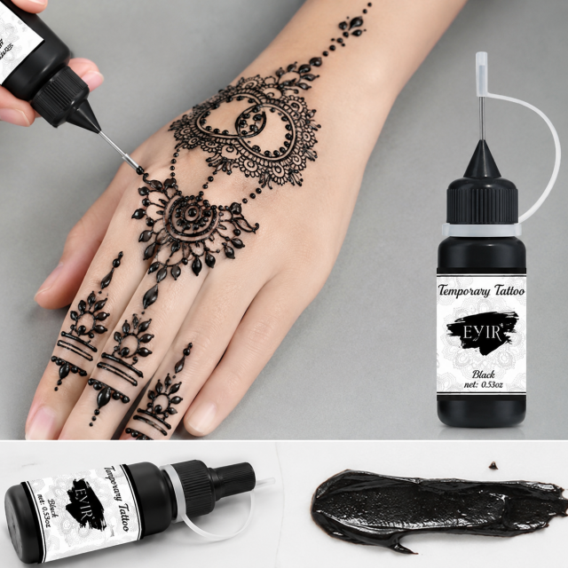 Črna tattoo barva za začasne tatuje - za risanje tatujev