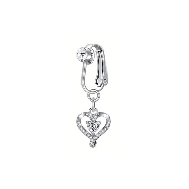 Fake piercing za popek z bleščečim srcem