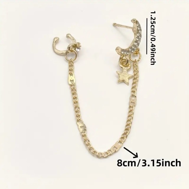 Enojni uhan z lunico in zvezdo 