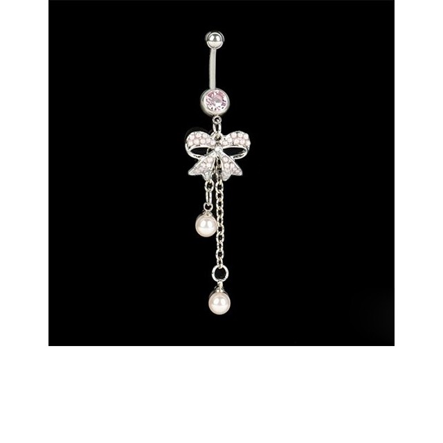 Uhan za popek Bow beli