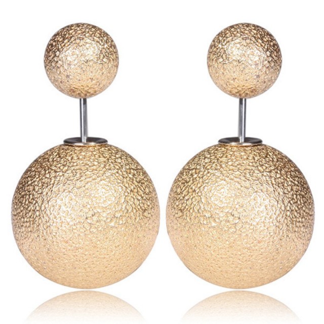 Uhančki DVOJNI zlati s perlico