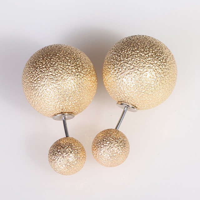 Uhančki DVOJNI zlati s perlico