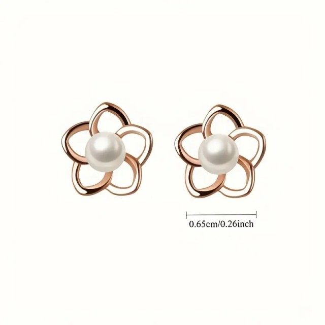 Prikupni vtični uhani z rožicami zlati