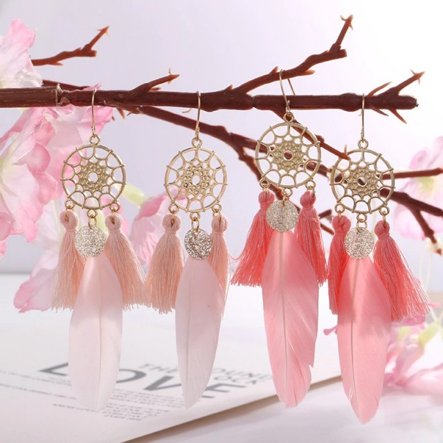 Uhani z lovilcem sanj, viseči, 4 barve