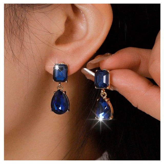 Elegantni viseču uhani z modrimi kamenčki
