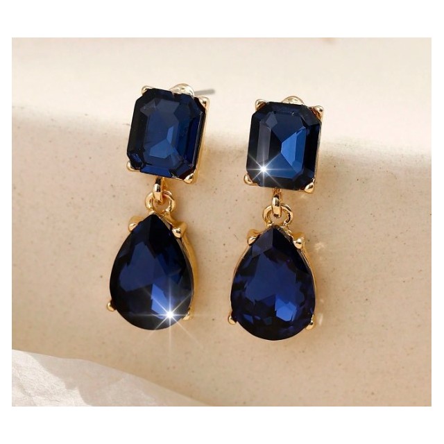 Elegantni viseču uhani z modrimi kamenčki