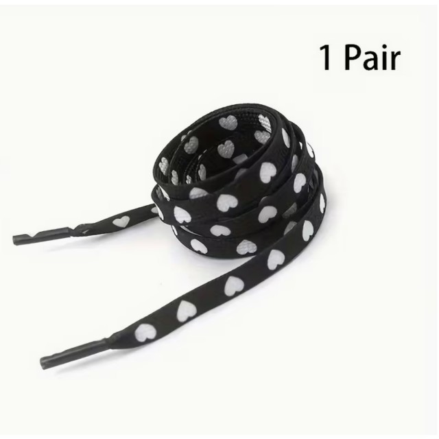 Športne vezalke z belimi srci 120cm rdeče ali črne 