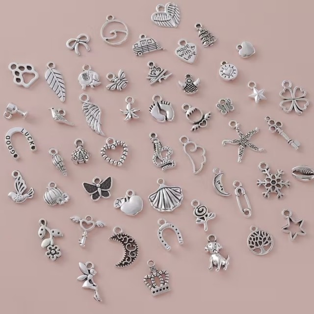 Vintage kovinski obeski za izdelavo nakita – komplet 30 kosov