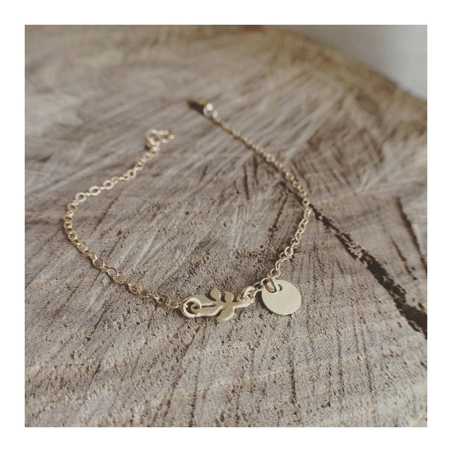 Zapestnica modna zlata z listjem