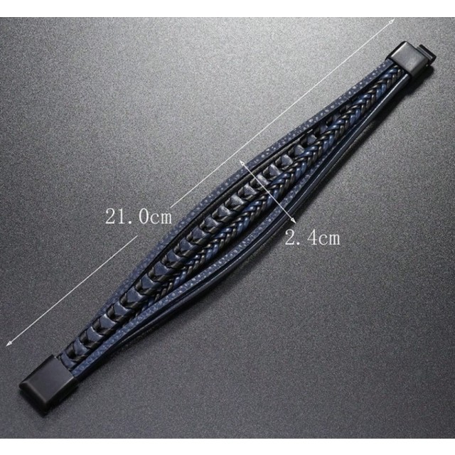 Moška večplastna pletena zapestnica modra ali črna