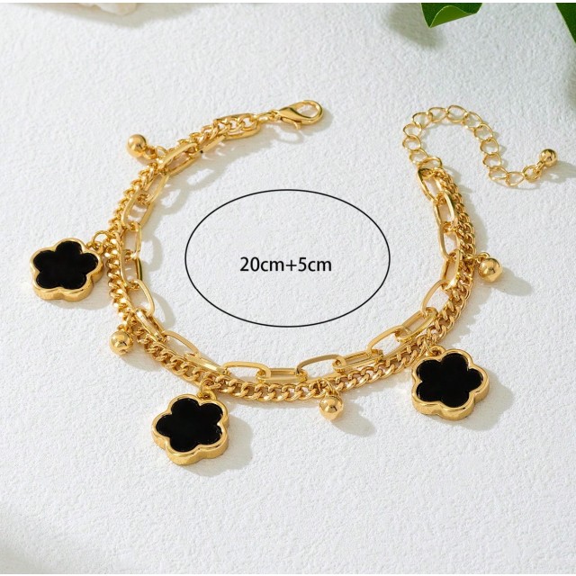 Zapestnica za nogo s črnimi cvetovi