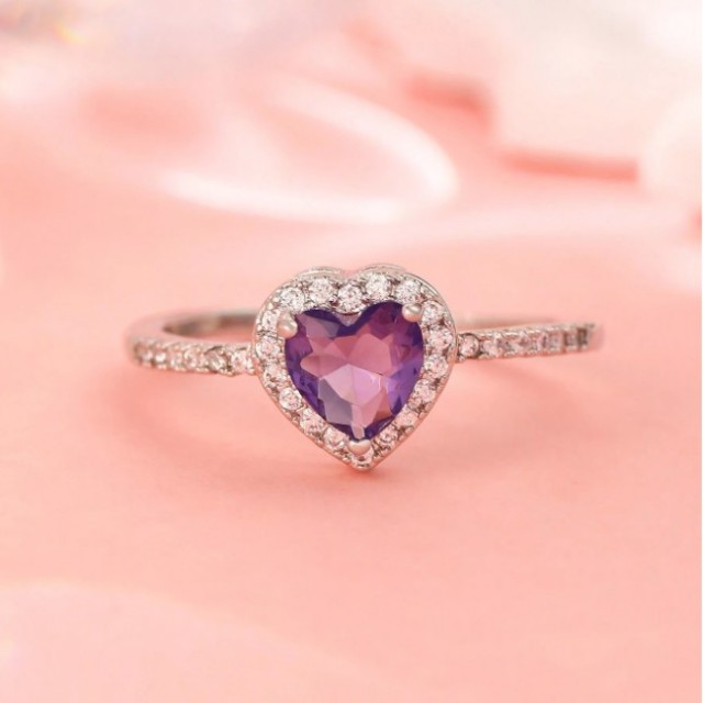 Eleganten prilagodljiv bleščeč prstan s srcem 3 barvi