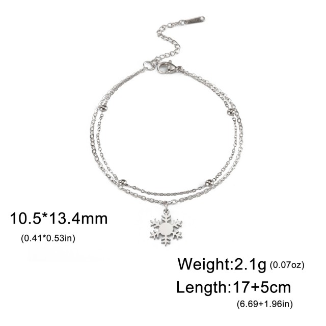 Dvojna zapestnica v srebrni ali zlati barvi, snežinka