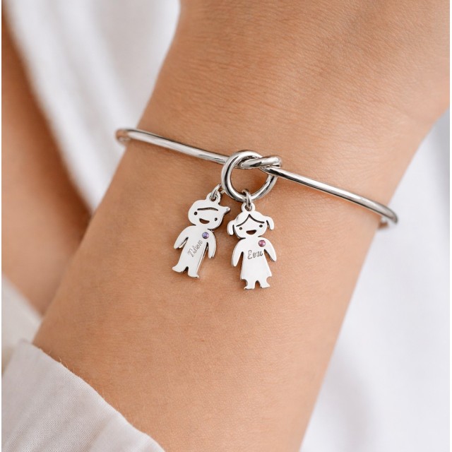 Personalizirana zapestnica z vozlom in otroki z gravuro po želji