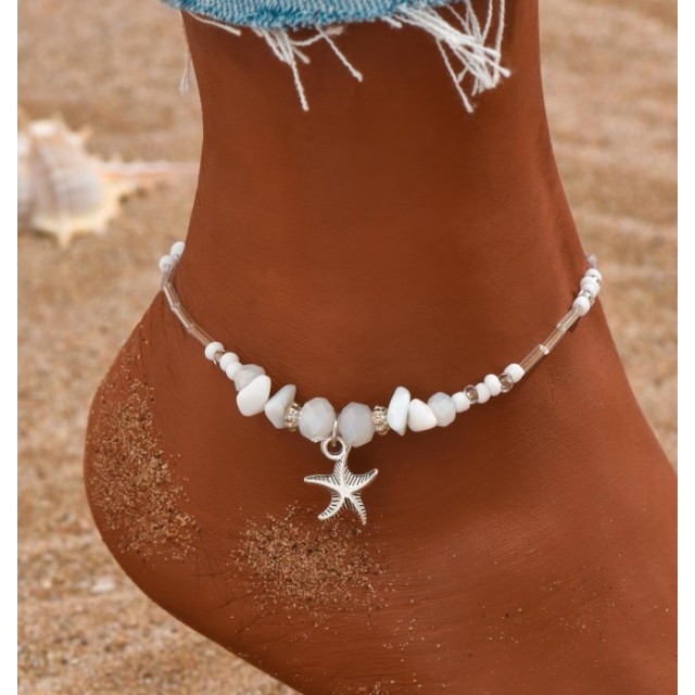 Zapestnica z belimi perlicami in morsko zvezdo