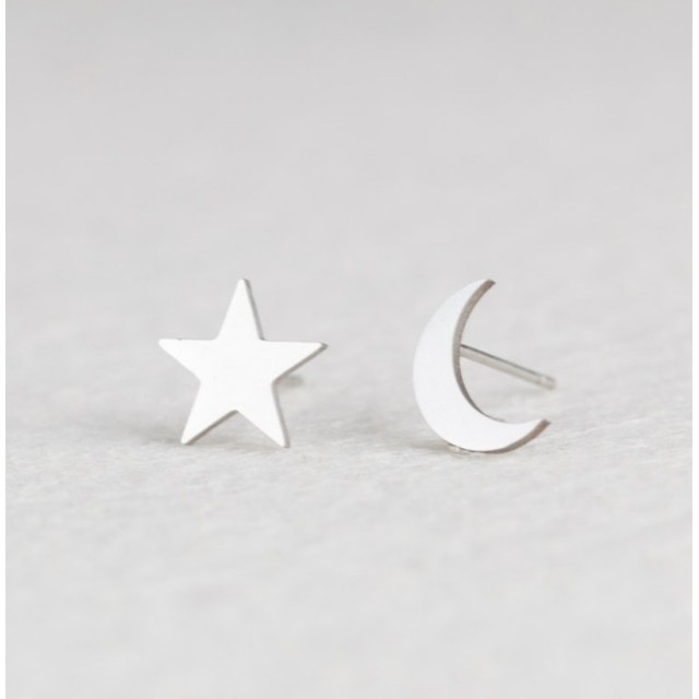 Uhani ZVEZDA LUNA brez niklja, srebrne barve