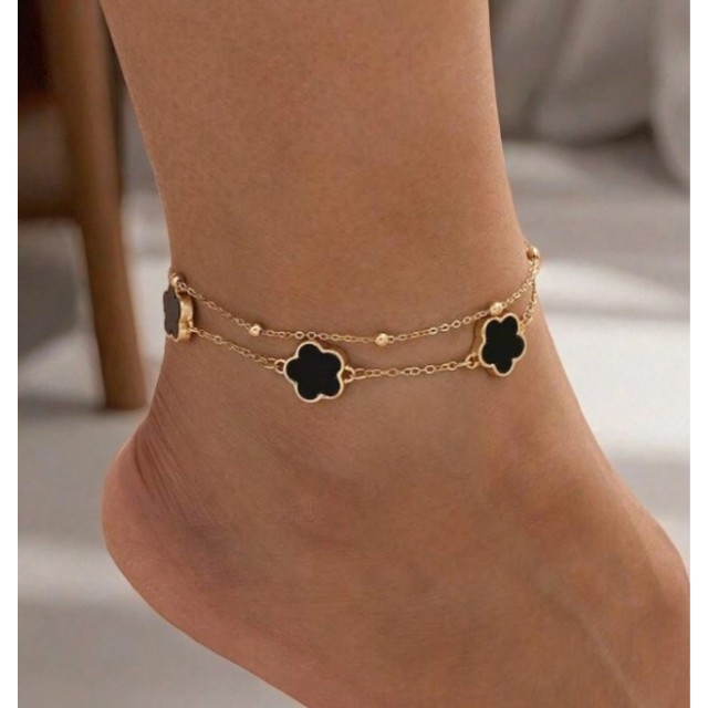 Elegantna zapestnica za nogo z motivi deteljice – 2 barvi