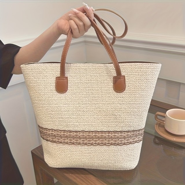 Prelepa pletena torbica z ročaji 2 barvi 7191