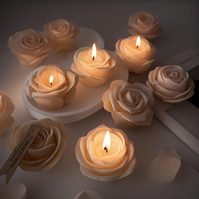 2 kosa 3D Silikonski modeli za sveče s cvetnim motivom