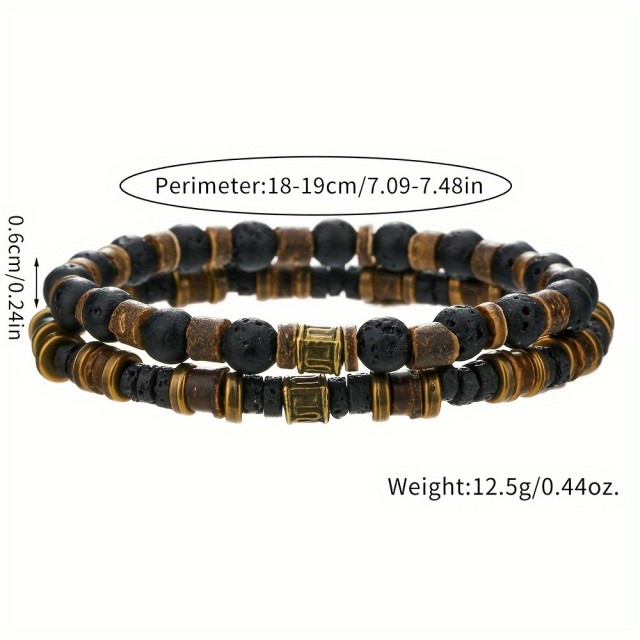 Komplet 2 elastičnih zapestnic za moške v boho slogu