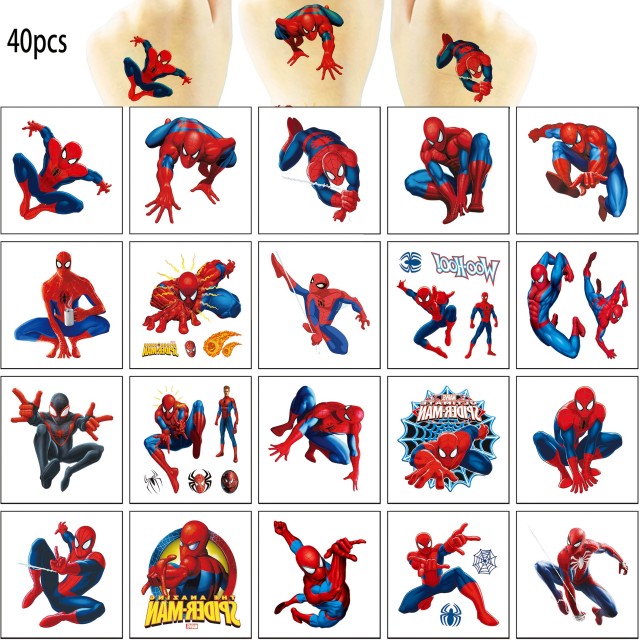 Komplet 40 kosov Spider-Man tatu nalepk za otroke 