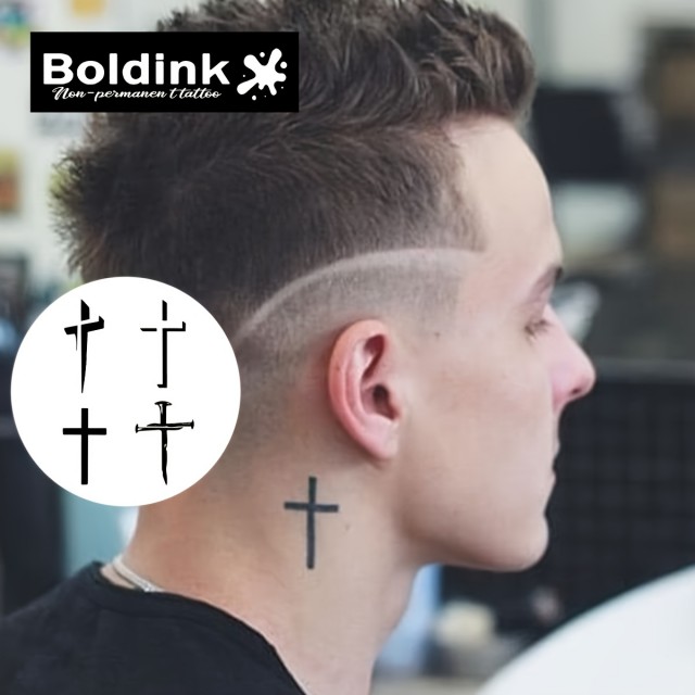 Komplet moških tatu nalepk s križem