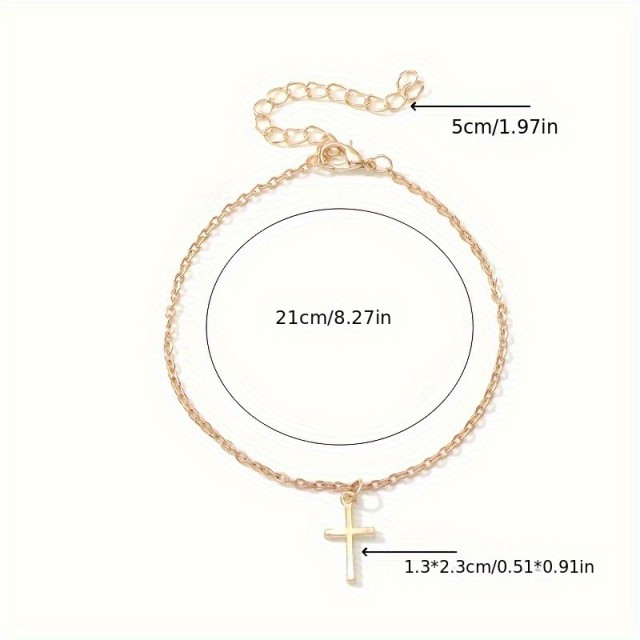 Zlata zapestnica za nogo s križem