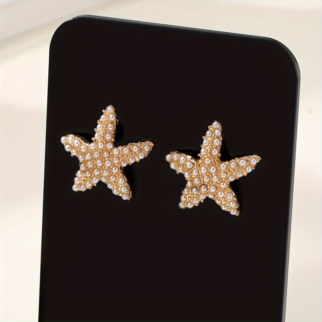 Prelepi morski uhani z biseri v obliki morske zvezdice