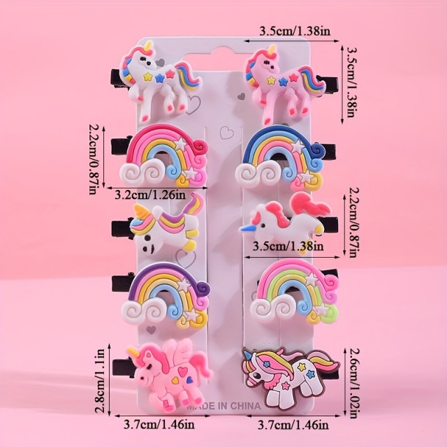 10 kosov sladkih lasnih sponkic za deklice s samorogi