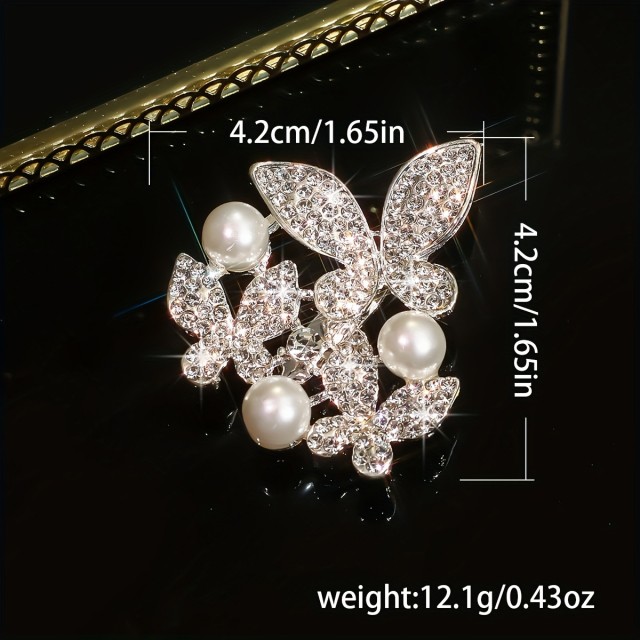 Elegantna luksuzna broška z metulji in perlami