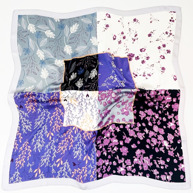 Elegantna ženska ruta v vijola barvi s cvetličnimi motivi