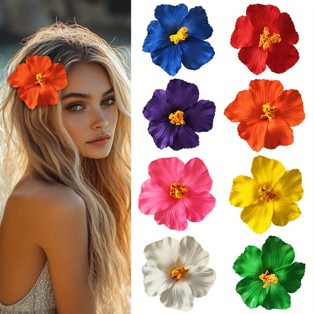  Poletna okrasna sponka za lase – Hibiskusov cvet 5 barv 