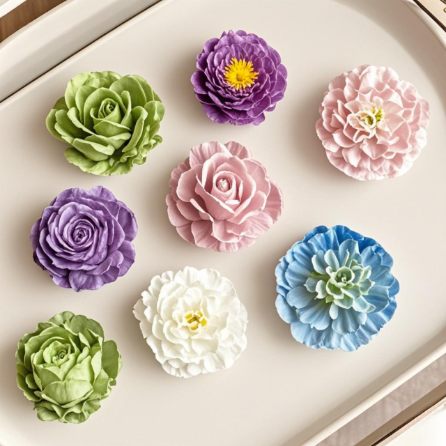 7-delni silikonski model za sveče ali mila s 3D rožami