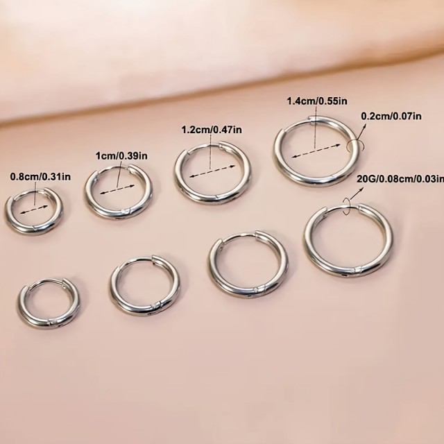 Moški okrogli uhani nerjaveči - komplet 4 parov srebrne ali črne barve 