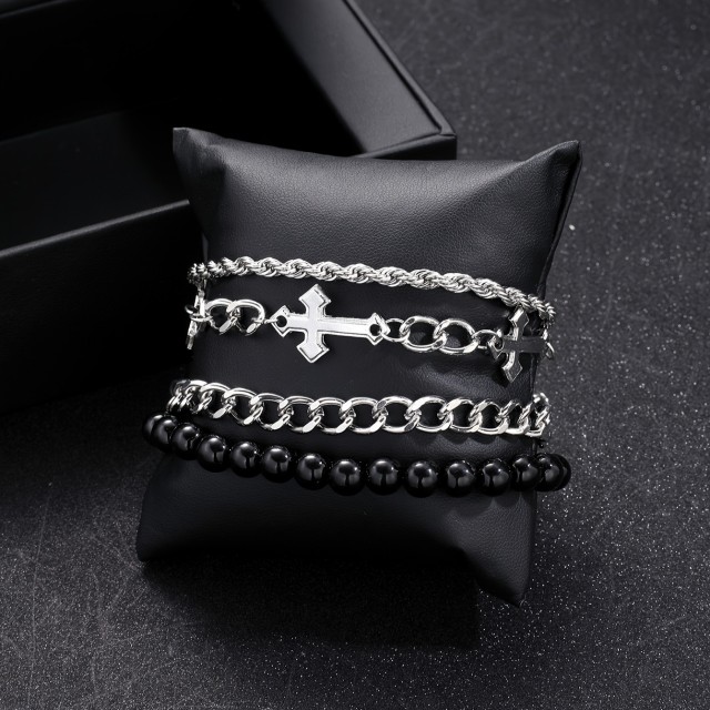 4-delni moški komplet zapestnic s križem