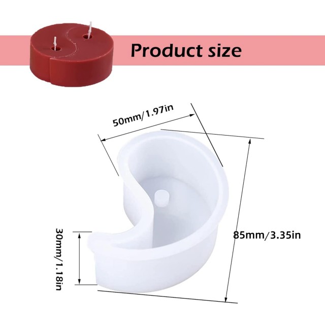 2-delni silikonski kalup Yin Yang za izdelavo sveč