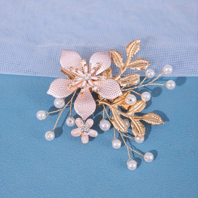 Čudovita poročna sponka za lase v rose barvi