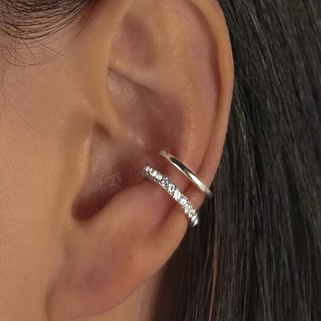 Enojni uhan s cirkoni v 2 barvah (luknjice niso potrebne)