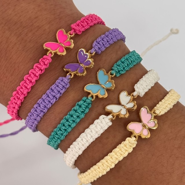 5 delni set pisanih zapestnic z metuljčki 