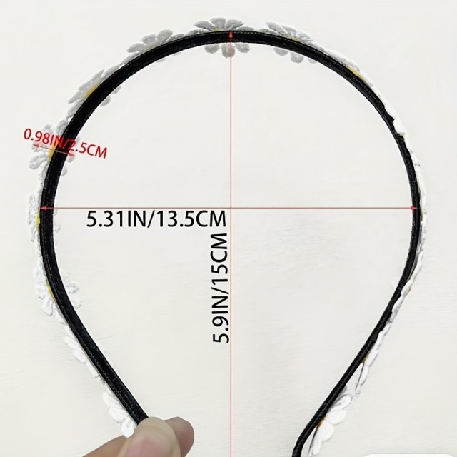 Obroč za lase z belimi marjeticami