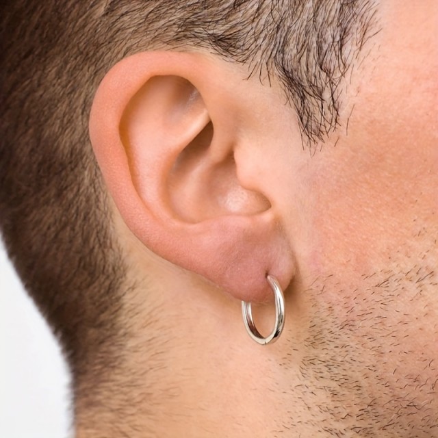 1 par moških modnih okroglih uhanov