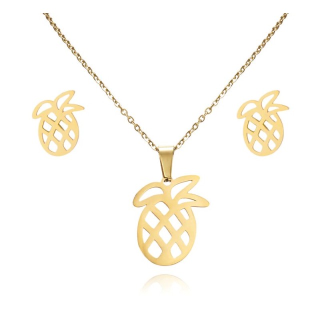 Komplet verižica z uhani ananas