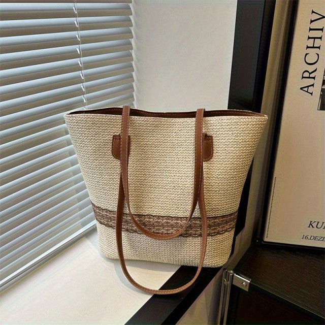 Prelepa pletena torbica z ročaji 2 barvi 7191