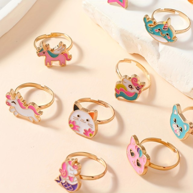 Komplet 12 nastavljivih prstanov za deklico