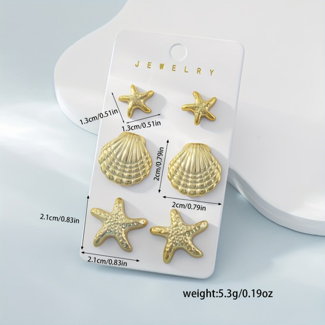 Komplet 3 parov poletnih vtičnih uhančkov, 2 barvi 