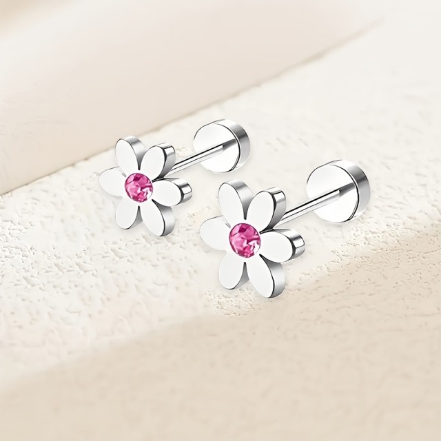 Minimalistični uhani v obliki rožice 2 barvi