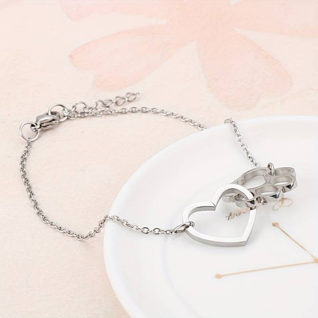 Zapestnica nerjaveče jeklo, srce in tačka 2 barvi 